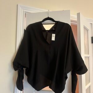 Banana Republic Black Blouse with Tie Sleeves